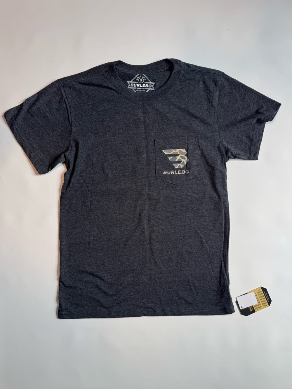 NWT BURLEBO Camo Logo Pocket Graphic T-Shirt Gray Men’s S